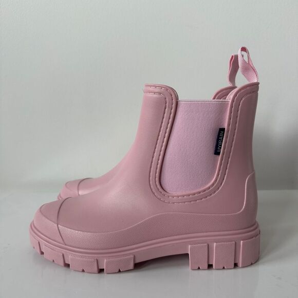 Rain Boots - Light Pink Size 8.5 Chunky Chelsea Boots - Picture 1 of 5